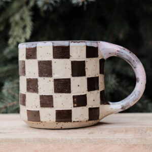 Szachownica brązowa + róż